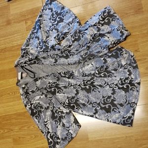 Knox Rose gray/silver Velvet open front kimono cardigan XS